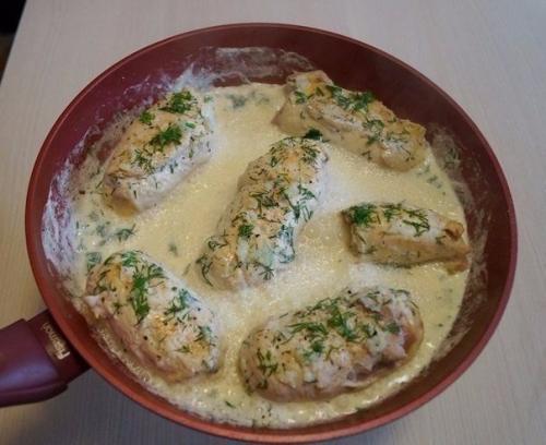 Рулетики Кордон Блю в сливочном соусе. 07