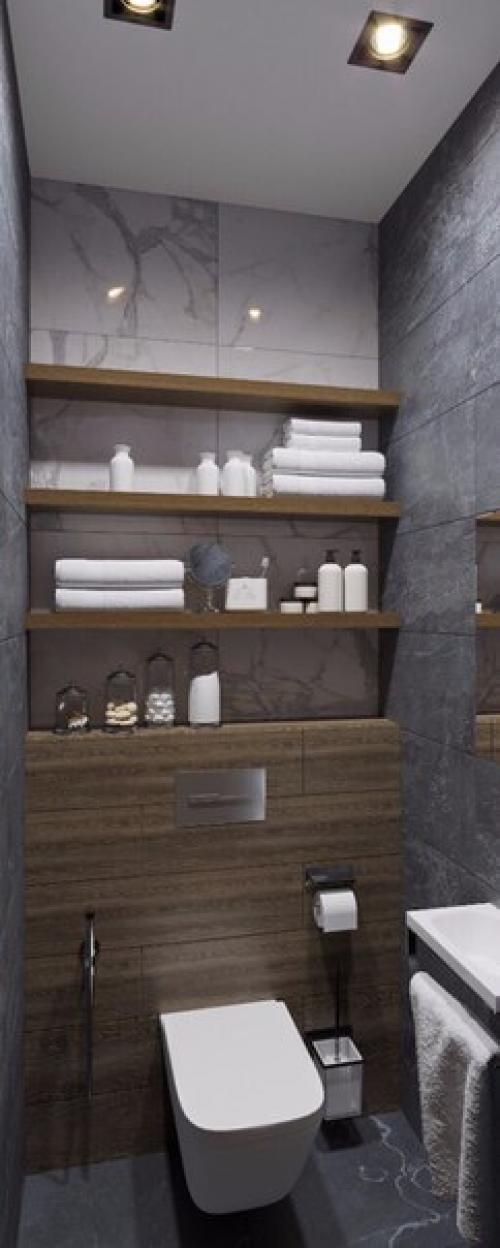 Санузел и коридор в проекте квартиры для молодого человека площадью 55 кв. 05