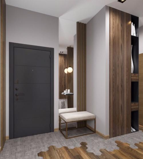 Санузел и коридор в проекте квартиры для молодого человека площадью 55 кв. 01