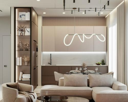 Современный светлый интерьер трехкомнатной квартиры в элитном клубном доме Москвы, созданный специально для семейной пары с двумя сыновьями. 01