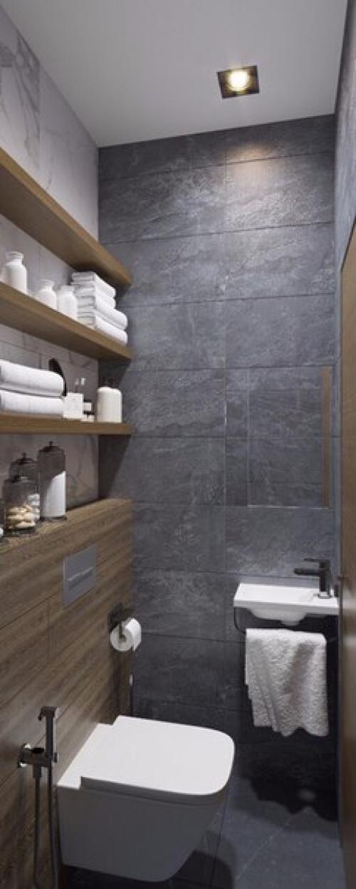 Санузел и коридор в проекте квартиры для молодого человека площадью 55 кв. 08