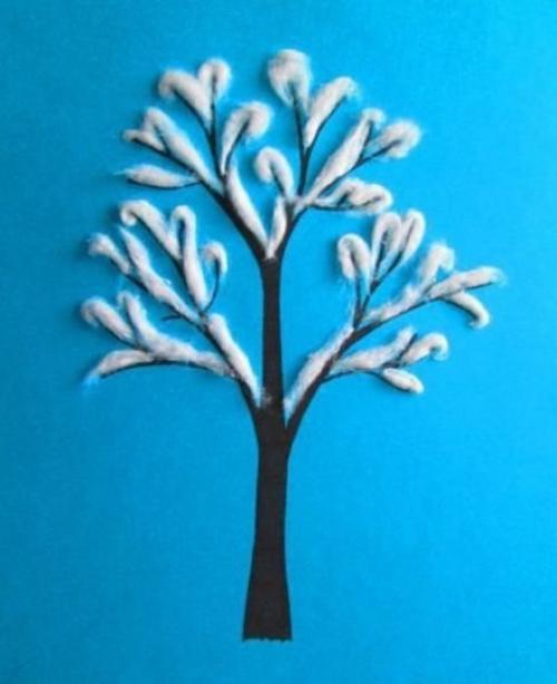 Аппликация из ваты Зима? 02