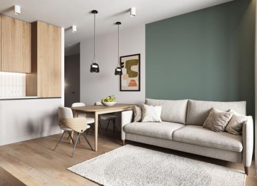 Интерьер однокомнатной квартиры в скандинавском стиле. 02