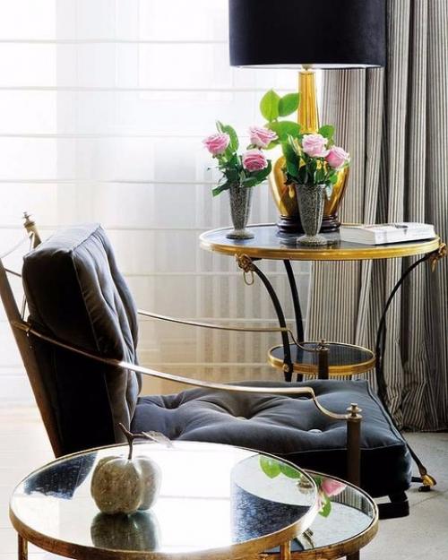 Легантная гостиная: черный серый золото. 03