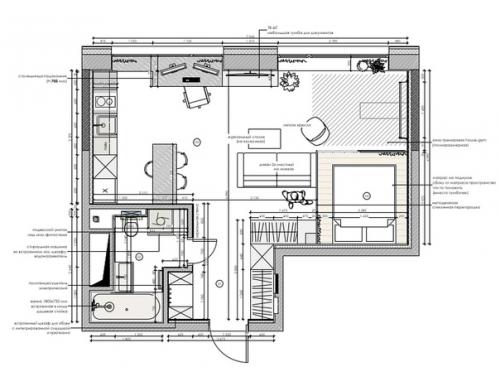 Интерьер квартиры 42 кв. 09