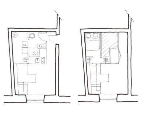 Оригинально спланированная студия 27 м во Франции. 09