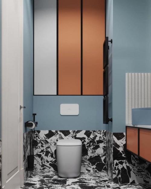 Дизайн санузла в голубом цвете. 02