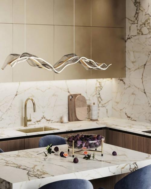 Стильная кухня - гостиная в квартире в ЖК Сердце Столицы в Москве. 05