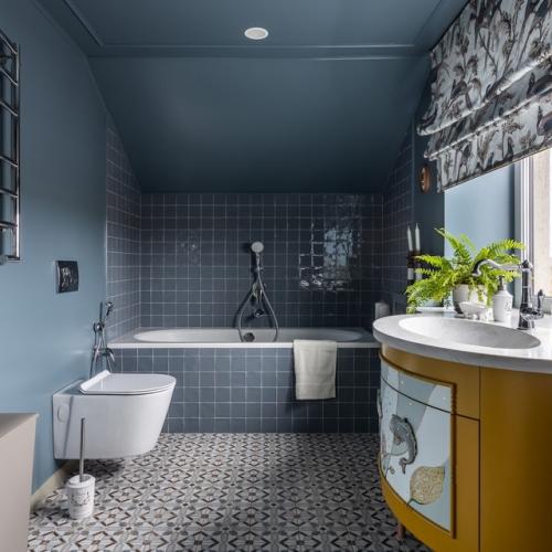 Голубой цвет в ванной комнате: 45+ примеров. 02