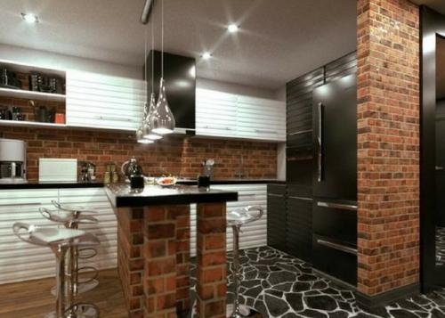 Стиль лофт в интерьере кухни. 02