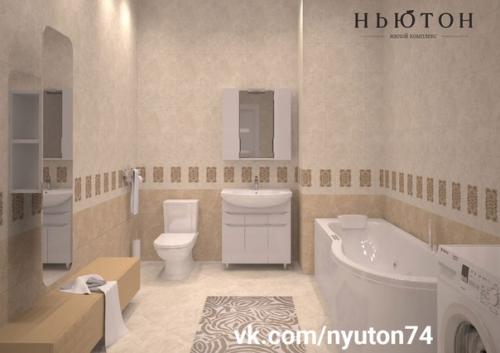 Интерьерные решения.  Квартира 69, 8 м 2. пространство квартиры включает спальню, ванную комнату, гостиную, объединенную с кухней. 05