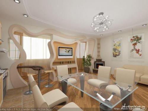 Гипс плюс картон - стильный дизайн интерьера. 04