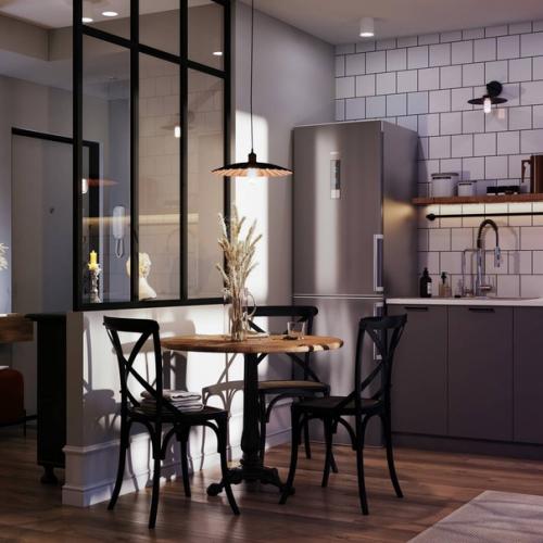 Интерьер кухни - гостиной, наполненный воздухом и светом. 06