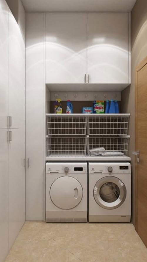 Где разместить стиральную машину, чтобы она не портила интерьер и была максимально удобна? 05