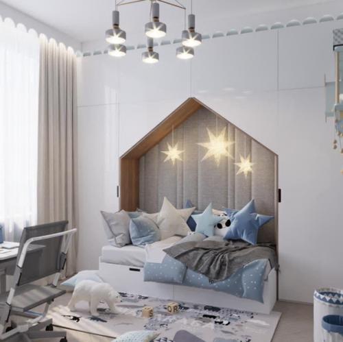 Дизайн детской.  В плане мебели соблюдается баланс между практичностью и удобством. 01