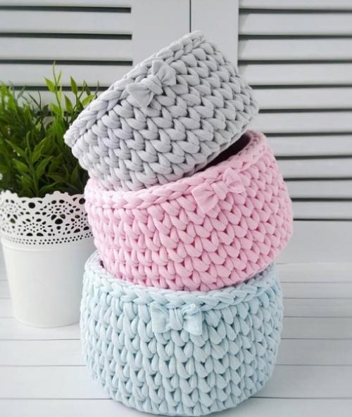 Вязаные корзины, которые круто украсят интерьер и влюбят в себя с первого взгляда. 03