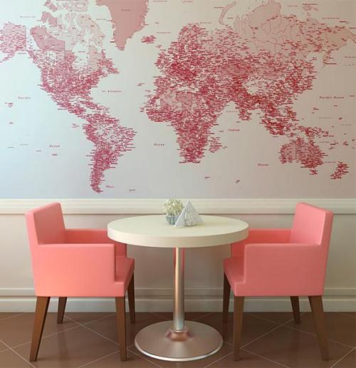 Карта на стене - это традиционное украшение детских комнат. 02