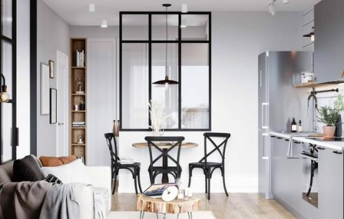 Интерьер кухни - гостиной, наполненный воздухом и светом. 04