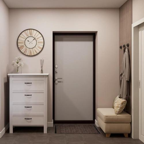 В этом проекте отделили зону прихожей и коридора от гостиной стеклянной перегородкой. 02