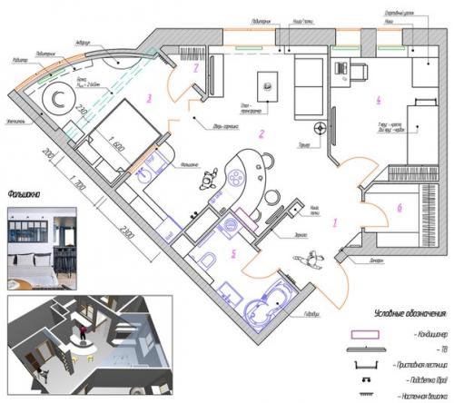 Дизайн - проект интерьера квартиры с нестандартной планировкой. 09