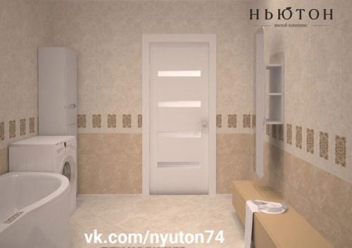 Интерьерные решения.  Квартира 69, 8 м 2. пространство квартиры включает спальню, ванную комнату, гостиную, объединенную с кухней. 03