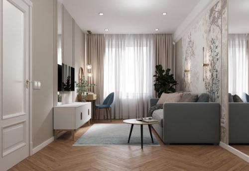 Ещё летом делала дизайн небольшой квартиры в Кирове для очаровательной заказчицы, где бы она могла останавливаться во время приездов. 01