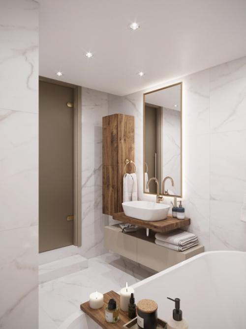 Ванную комнату создали, так же как и всю студию, в светлых, теплых, уютных оттенках. 04