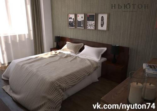 Интерьерные решения.  Квартира 69, 8 м 2. пространство квартиры включает спальню, ванную комнату, гостиную, объединенную с кухней. 02