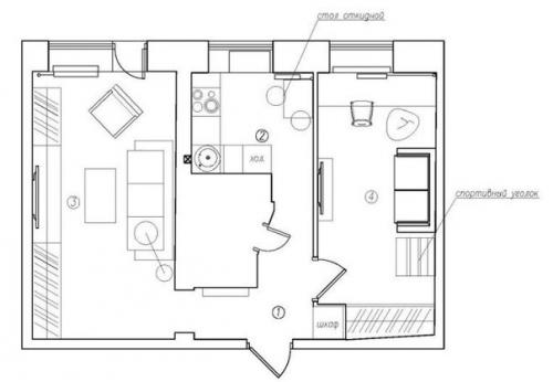Интерьер двухкомнатной квартиры 40 кв. 09