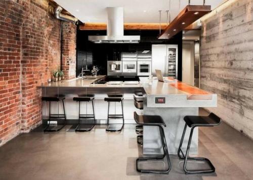 Стиль лофт в интерьере кухни. 03
