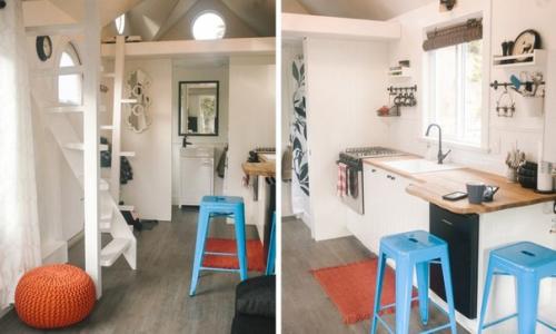 Когда Роберт и бэт сели за проектирование их первого крошечного дома, они хотели создать интересное пространство внутри и уникальную крышу снаружи. 05