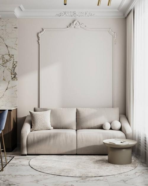 Стильная кухня - гостиная в квартире в ЖК Сердце Столицы в Москве. 03