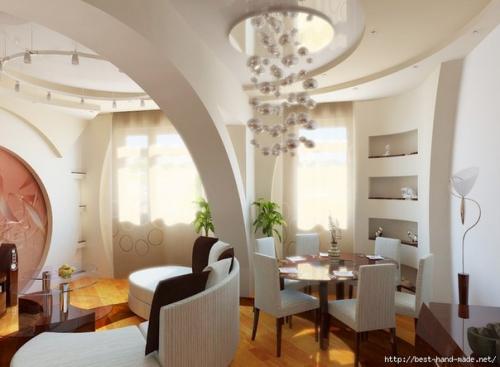 Гипс плюс картон - стильный дизайн интерьера. 

