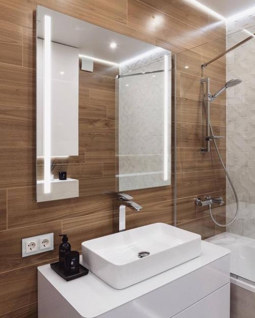 Градация одной палитры красок - лучшее решение для оформления интерьера ванной комнаты площадью 9 кв. 02