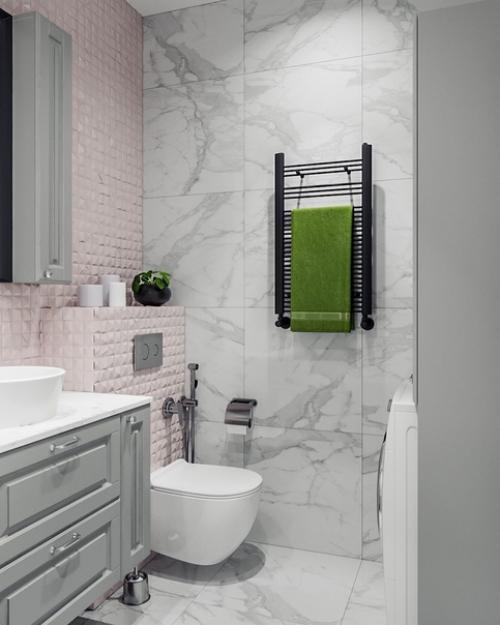 Совмещенный санузел в светлой цветовой гамме. 01