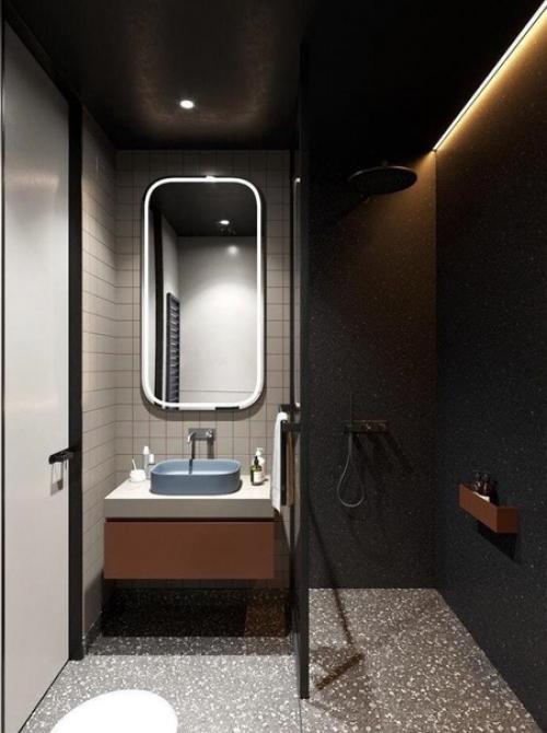 Стильный интерьер квартиры в темной цветовой гамме. 06