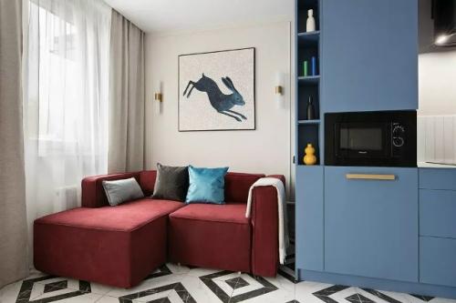 Красочный интерьер однокомнатной квартиры 45 м 2 в историческом районе Калининграда. 04