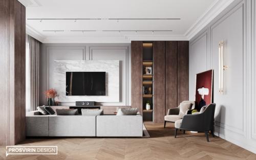 В ленте кухня - гостиная из проекта Jolly в Москве. 01