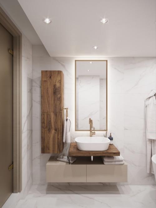 Ванную комнату создали, так же как и всю студию, в светлых, теплых, уютных оттенках. 03