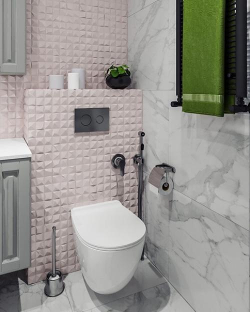 Совмещенный санузел в светлой цветовой гамме. 02