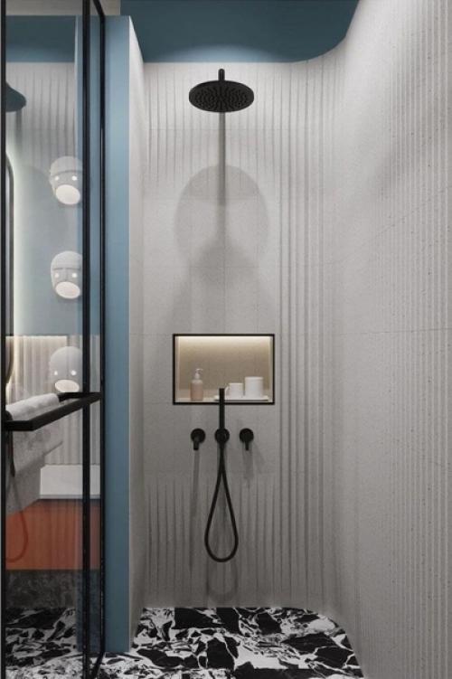 Дизайн санузла в голубом цвете. 01