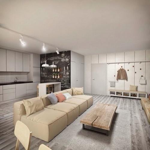 Цвет дерева в интерьере, нейтральные оттенки серого и ровные стены, в этой обстановке вам будет комфортно, тут чувствуется простор и воздух. 04