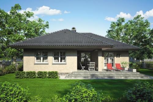 Планировка одноэтажного дома с гаражом и террасой КО-96 от Студии Архитектуры и Дизайнаантэй. 03