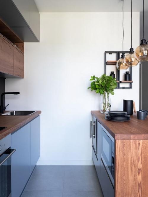 Интерьер гостиной и кухни в современном сканди - стиле, с элементами этно - стиля. 07