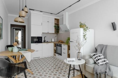 Интерьер однокомнатной квартиры 35 м 2 в ЖК горизонт в Анапе.  