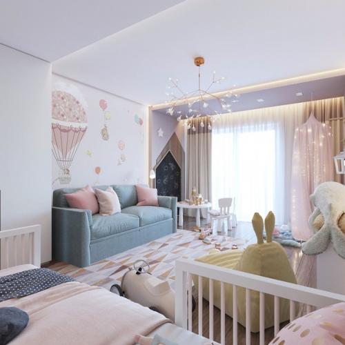 Нежный приятный дизайн детской комнаты для маленькой маминой и папиной принцессы. 04
