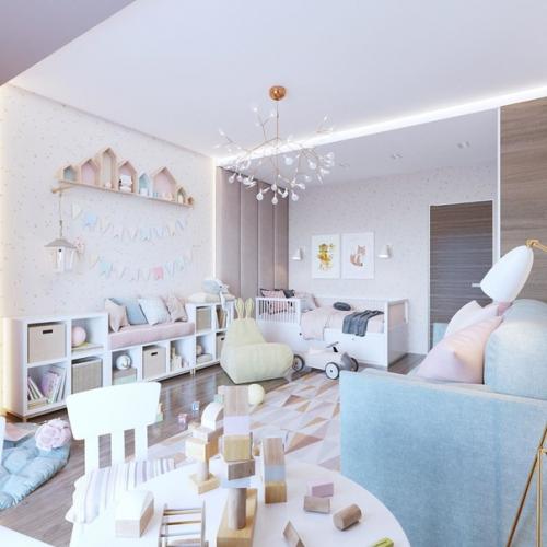 Нежный приятный дизайн детской комнаты для маленькой маминой и папиной принцессы. 02