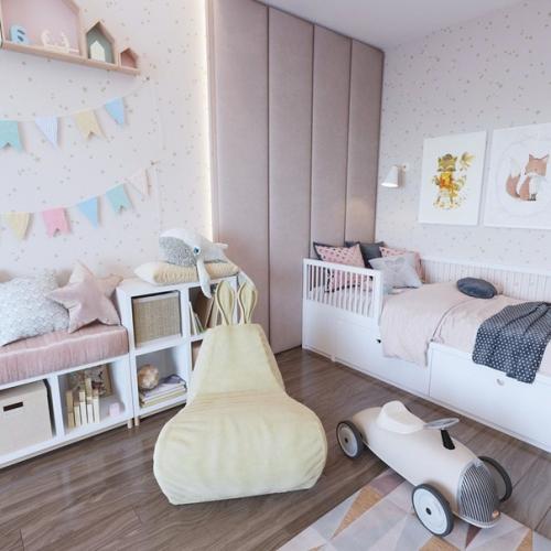 Нежный приятный дизайн детской комнаты для маленькой маминой и папиной принцессы. 06