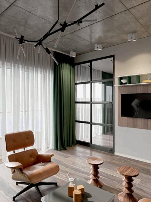 Легкий и современный интерьер двухуровневой студии. 03