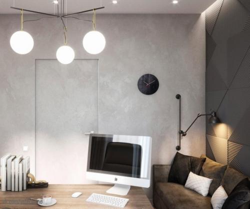 Большой и современный рабочий кабинет в столичной квартире. 02